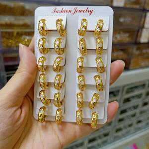 Anting-anting telinga berongga banyak pola, anting-anting tembaga lintas batas, perhiasan telinga sederhana, hoop telinga serbaguna, tulang telinga Oro - Product Image 4