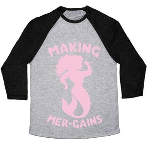 Making Mer-Gains Unisex Tri-Blend <b>Baseball</b> <b>Tee</b> - Product Image 3