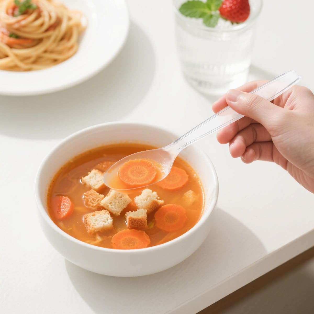 BPA-Free Heavy Duty Disposable Cutlery Set | Clear Forks Spoons Knives | Eco-Friendly Food Safe Uten