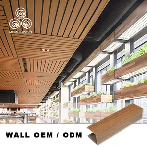 MUMU-deflector de Material PVC con efecto de onda, tablero de construcción de oficina, Panel de techo en forma de tira de madera