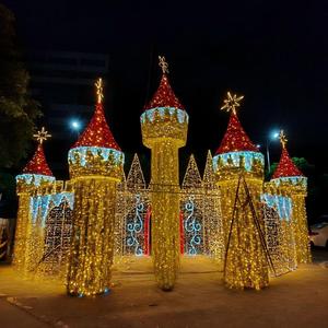 Château <span class=keywords><strong>de</strong></span> conte <span class=keywords><strong>de</strong></span> fées, lumière LED 3D, IP65, étanche, multicolore, grande décoration extérieure pour festival, Noël, Thanksgiving, Nouvel An - Product Image 1