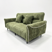 Canapé-lit carré moderne et écologique en tissu chenille tufté avec cadre en bois massif durable et rembourrage en éponge, 3/4 places, inclinable, pour salon