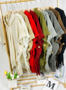 Femme Vintage <span class=keywords><strong>Plaid</strong></span> Tricoté Tassel <span class=keywords><strong>Poncho</strong></span> Châle Cape Bouton Cardigan Avec <span class=keywords><strong>Capuche</strong></span> - Product Image 2