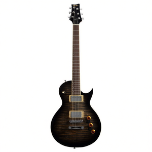 Guitare électrique corps plein noir effet burst avec micros humbucker, longueur de la échelle 628 mm - Product Image 3