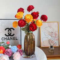 Fleurs artificielles en latex blanc effet naturel, faites à la main, 3 têtes de renoncules, simulation pour décoration intérieure, vente en gros, Saint-Valentin, Pâques