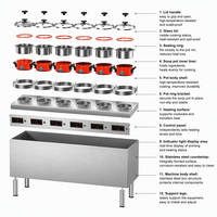 Cuisinière rotative automatique multifonctionnelle de luxe à six cuves en acier inoxydable, équipement professionnel à 6 brûleurs