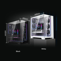 Zeromaster Panoramic PC Case ATX Mid Tower 3 Tempered Glass Panels Gaming Computer Case Dual Chamber Water Cooling Ready