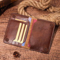Porte-passeport en cuir véritable anti-RFID, plusieurs emplacements pour cartes, portefeuille de voyage vintage en cuir de vachette avec fermeture magnétique