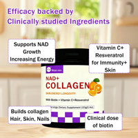 Poudre de collagène NAD+ enrichie en vitamine C, formule privée, pour le blanchiment de la peau et l'anti-âge, avec acide hyaluronique ajouté, support OEM