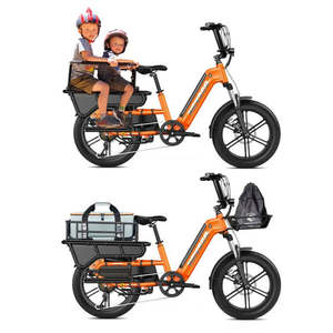Vélo <span class=keywords><strong>cargo</strong></span> électrique familial à pneus larges, moteur 48 V 750 W dans le moyeu arrière, avec porte-bagages arrière et siège - Product Image 1