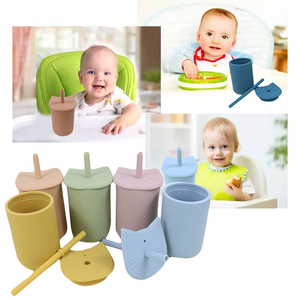 แก้วซิลิโคนสำหรับเด็กหัดเดิน,แก้วแบบไม่มี Bpa ใช้ซ้ำได้พร้อมหลอด - Product Image 2
