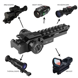 Montura Elevadora de Riel Picatinny de Metal DEM con Ajuste de Viento y Altura para Ópticas de Punto Rojo, Térmicas y Visión Nocturna - Product Image 2