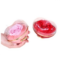 Kotak Hadiah Perhiasan Mawar Awet Bentuk Hati, Kemasan Bunga Abadi untuk Hari Valentine, Hari Ibu, Ulang Tahun