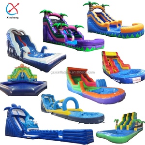 PVC thương mại ngoài trời trò chơi bơm hơi dành cho người lớn khổng lồ trượt nước với hồ bơi có thể tháo rời và quạt gió - Product Image 2