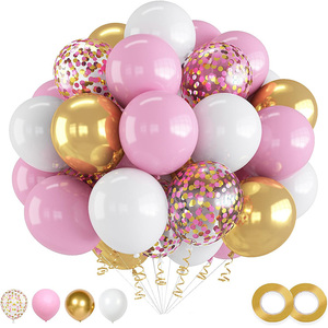 Super <span class=keywords><strong>Septiembre</strong></span> 12 pulgadas Rosa Blanco y confeti <span class=keywords><strong>fiesta</strong></span> látex globo decoración conjunto - Product Image 3