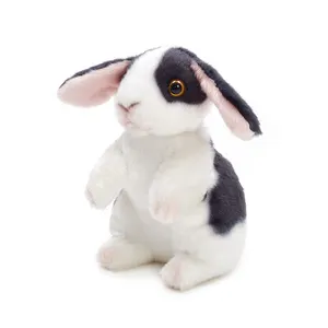 Fabrika toptan peluş tavşan doldurulmuş oyuncak siyah ve beyaz tavşan peluş oyuncak