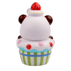 Cute <b>Panda</b> Cupcake Soft <b>Toy</b> Plastic Promotional Gift With Logo Printing - Product Image 3