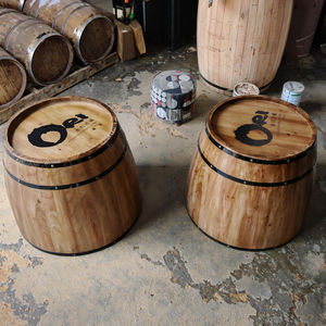 Barril <span class=keywords><strong>de</strong></span> <span class=keywords><strong>Vino</strong></span> Antiguo <span class=keywords><strong>de</strong></span> Roble Sostenible <span class=keywords><strong>de</strong></span> 55 cm <span class=keywords><strong>de</strong></span> Diámetro, Truncado, para Montar en la Pared, Decoración <span class=keywords><strong>de</strong></span> Pascua, Pintado a Mano en Rojo - Product Image 4