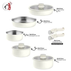Batterie de cuisine antiadhésive <span class=keywords><strong>poignée</strong></span> détachable/<span class=keywords><strong>amovible</strong></span> 10 pièces ensemble de casseroles et poêles en acier inoxydable à induction de cuisine - Product Image 3