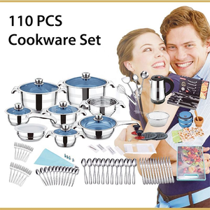 F110 TENCERE SETİ parça paslanmaz çelik-İndüksiyon uyumlu cam kapak çevre dostu Modern tasarım - Product Image 5