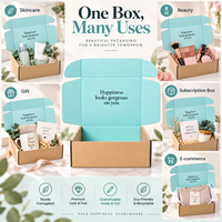 Boîte d'expédition ondulée personnalisée Fresh Aqua avec base en kraft naturel et service d'impression en gros pour vêtements pour enfants