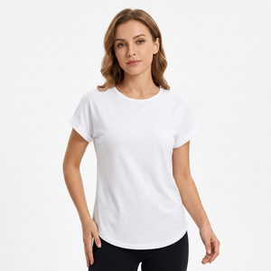 Set di T-Shirt a <span class=keywords><strong>Maniche</strong></span> <span class=keywords><strong>Corte</strong></span> da Donna, Girocollo in Cotone, Bluse Tinta Unita Nere e Bianche a Righe, Top Loungewear a <span class=keywords><strong>Maniche</strong></span> <span class=keywords><strong>Corte</strong></span> Mad Bangladesh - Product Image 5