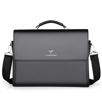 Maletín para hombre, bolso de hombro para negocios, estilo horizontal de PU, resistente al desgaste, para reuniones, viajes, trabajo, con múltiples compartimentos, de alta capacidad