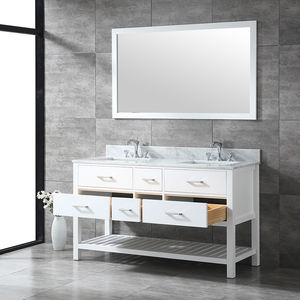 Ensemble de meuble-lavabo de salle de bain moderne V-NONH 60'' résistant à l'eau avec lavabo en céramique et double vasque carrée encastrée - Product Image 3