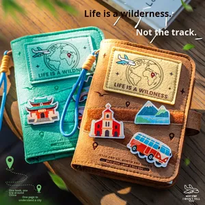 Cuaderno de Viaje Personalizado con Sello de Fieltro, Recuerdo de Registro en Aeropuerto, con Cubierta de <span class=keywords><strong>Tela</strong></span> Extraíble y Hojas Sueltas, Sello de Huella de Viaje - Product Image 1