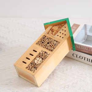 Hôtel à insectes en bois Insecterie, 10-14 pouces, nid d'abeilles suspendu pour extérieur, pour jardin - Product Image 3