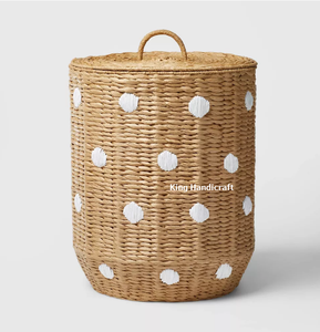 Eco-Friendly Rattan Box Bamboo Woven Modern Japandi Storage Organizer Laundry <b>Hamper</b> 6-10L Capacity for Kid Room - Product Image 1