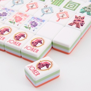Set di Mahjong Americano Portatile e Resistente in Acrilico Rosa e Arancione con Motivo a Cavallo, Stile <span class=keywords><strong>Sura</strong></span> - Product Image 2