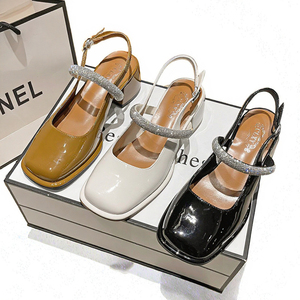 Zapatos de Mujer con Tacón Bajo y Diseño de Tiras, Estilo Nuevo, Punta Cuadrada Cerrada, Transpirables, con Suela de Goma, para Primavera, Verano y Otoño - Product Image 3