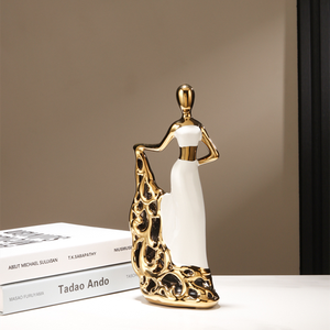Luxuriöse Moderne Vergoldete Handgefertigte Tänzerinnen-Keramikfigur Raumdekoration Heimdekoration Weihnachtsgeschenk - Product Image 3