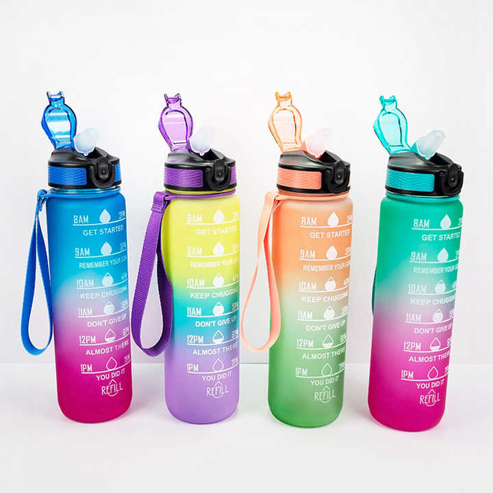 5 Bottiglie In Plastica HDPE Da 1000ml Con Tappi Colorati - Vuote, Riutilizzabili E Adatte Agli Alimenti