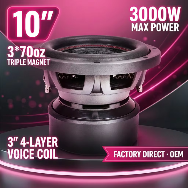 10 Inch 3000W Competition Car Subwoofer Triple Magnet Deep Bass Speaker Dual 2/4 Ohm Factory Direct OEM SPL Sub Woofer Wholesale
