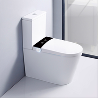 WC intelligent deux pièces en céramique à poser au sol, de qualité supérieure, avec siphon en P et télécommande – Meilleure vente