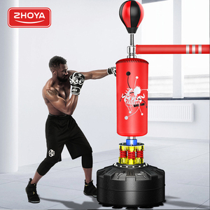ZHOYA SPORT Vente chaude Sac de frappe réflexe de boxe pour adulte rouge et noir, barre de frappe réflexe <span class=keywords><strong>Cobra</strong></span> réglable avec éclairage, sac de frappe stable - Product Image 3