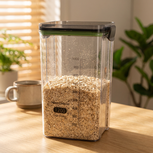 5 Sizes Clear PET Cereal Storage <strong>Container</strong> with Locking Lid, Leak Proof Grain Storage Jar for Flour Sugar Baking Ingredients - Product Image 2
