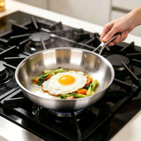 Ensemble de poêles en acier inoxydable de qualité supérieure, anti-rouille, avec répartition uniforme de la chaleur, design moderne pour la cuisson de steaks à la maison, vente en gros