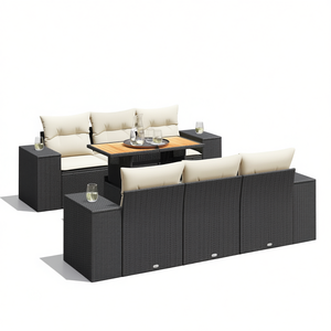 Modular Black Pe <b>Rattan</b> Garden <b>Sofa</b> Set Elegant Outdoor Furniture 6 Seater Garden Collection - Product Image 1