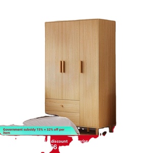 <span class=keywords><strong>Armoire</strong></span> à trois portes en bois naturel fini, avec pieds en bois massif, pour <span class=keywords><strong>chambre</strong></span> à coucher, petit appartement - Product Image 2