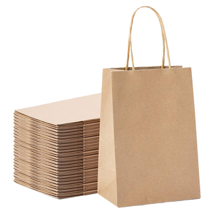 For OEM Customized Logo Printed <b>Biodegradable</b> Kraft <b>Paper</b> Bags with Hand Length Handle for Restaurant Food Take Pizza Milk - Product Image 2
