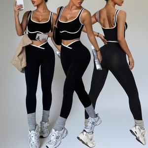 YNSEA Set Sportivo Personalizzato a 2 Pezzi, Top Canotta e Leggings Color Block, Abbigliamento Sportivo Modellante per Palestra - Product Image 1