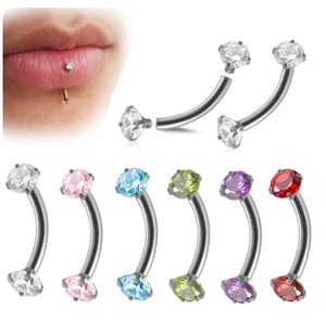Anneau de sourcil en acier chirurgical incurvé <span class=keywords><strong>Piercing</strong></span> Barbell CZ Stud Labret Lip Ring Earring Tragus Helix Rook <span class=keywords><strong>Bridge</strong></span> <span class=keywords><strong>Piercing</strong></span> Jewelry - Product Image 1