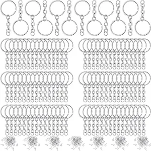 Promotionele Roségouden Metalen Doe-Het-Zelf Split-Sleutelhanger Met Ketting Sleutelhanger Onderdelen Split-Sleutelhanger Met Open Sleutelhanger Sleutelhanger