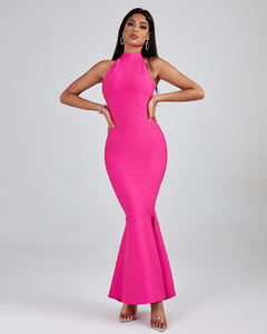 Ocstrade Trending Product Elegante vestido informal Halter Sin espalda Sin mangas Sólido <span class=keywords><strong>Maxi</strong></span> Sirena Para Mujeres Vestido de vendaje - Product Image 5