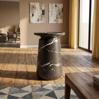 Table basse sculpturale en MgO aspect marbre, pour intérieur et extérieur, patio, salon, mobilier moderne pour salon