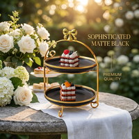 Support de présentation de desserts pour le thé de l'après-midi de luxe - Plateau à 3 niveaux en céramique pour pâtisseries et gâteaux, pour collations, fruits et gâteaux