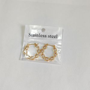 2026 Punk Ensemble de boucles d'oreilles créoles épaisses en acier inoxydable plaqué or 18 carats, bijoux torsadés géométriques texturés pour femmes, vente en gros - Product Image 4